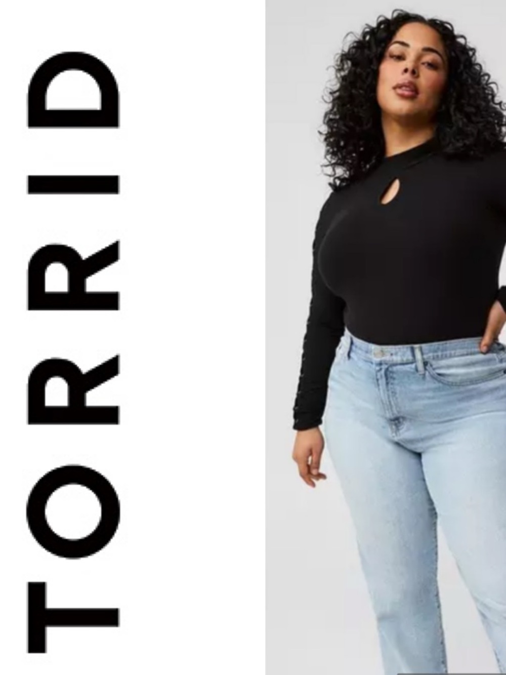 TORRID Womens Super Soft Rib Mock Neck Lace Up Long Sleeve Top Black Size 0